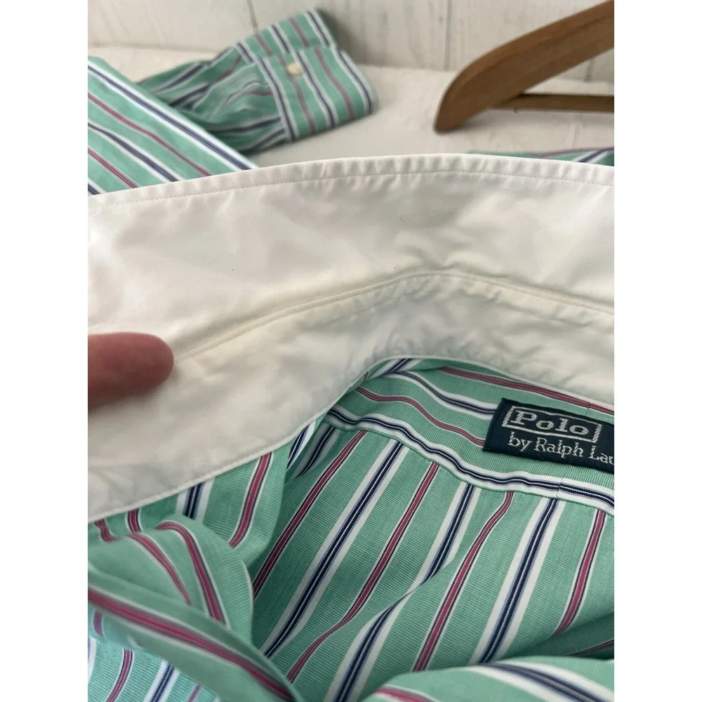 Lot Of 2 LARGE Polo Ralph Lauren Men's Cotton Oxford Button Down Shirts Aqua